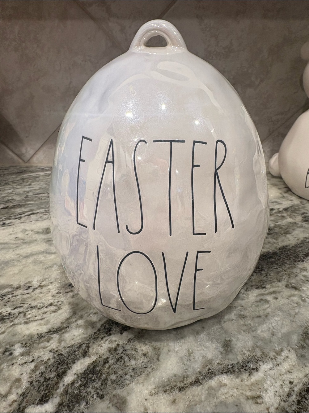 Easter Love Ceramic Egg Decor - White